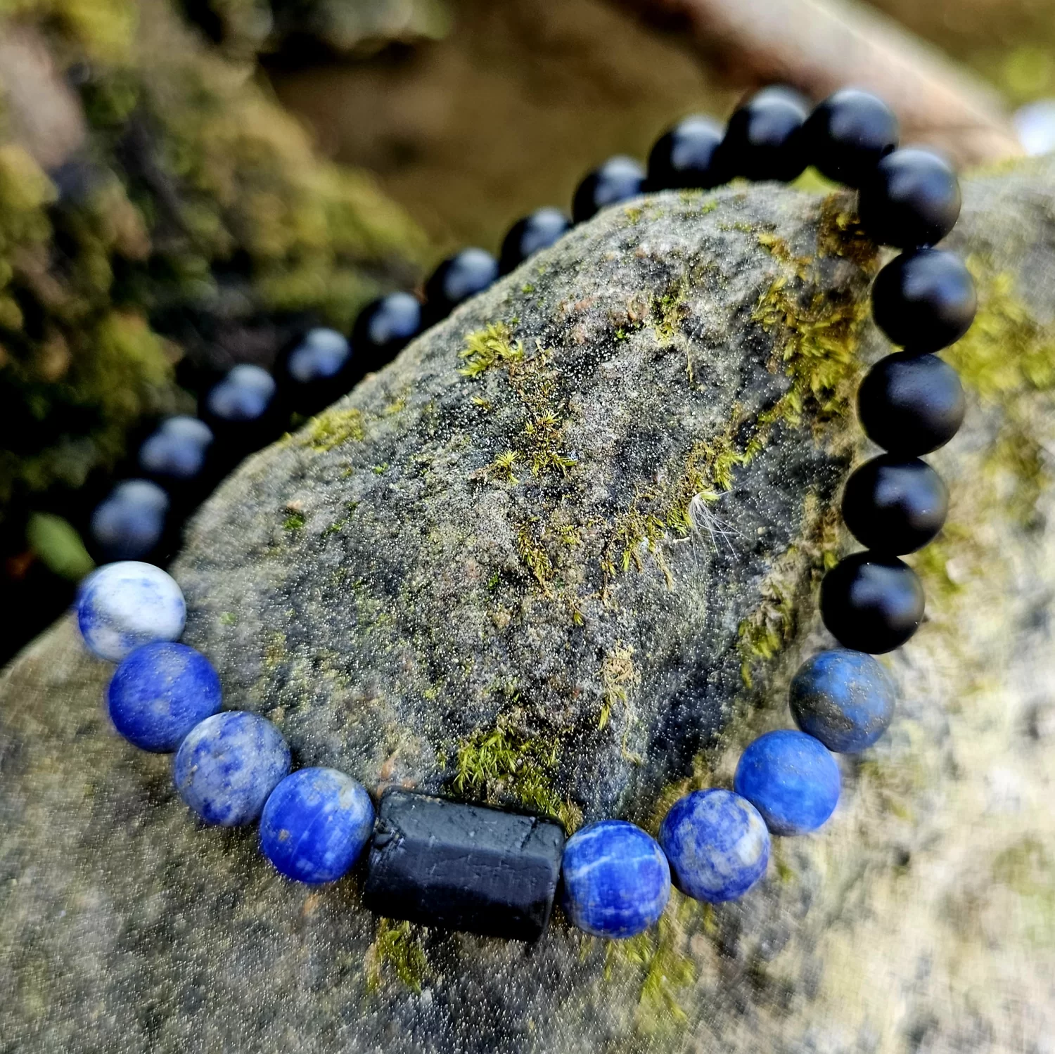 Bransoletka "ONYX & LAPIS" (lapis lazuli, onyks, turmalin)