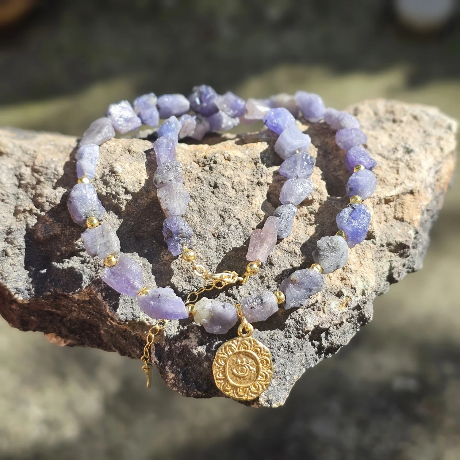 Naszyjnik "IOLITE RAW" (iolit/kordieryt/dychroit)