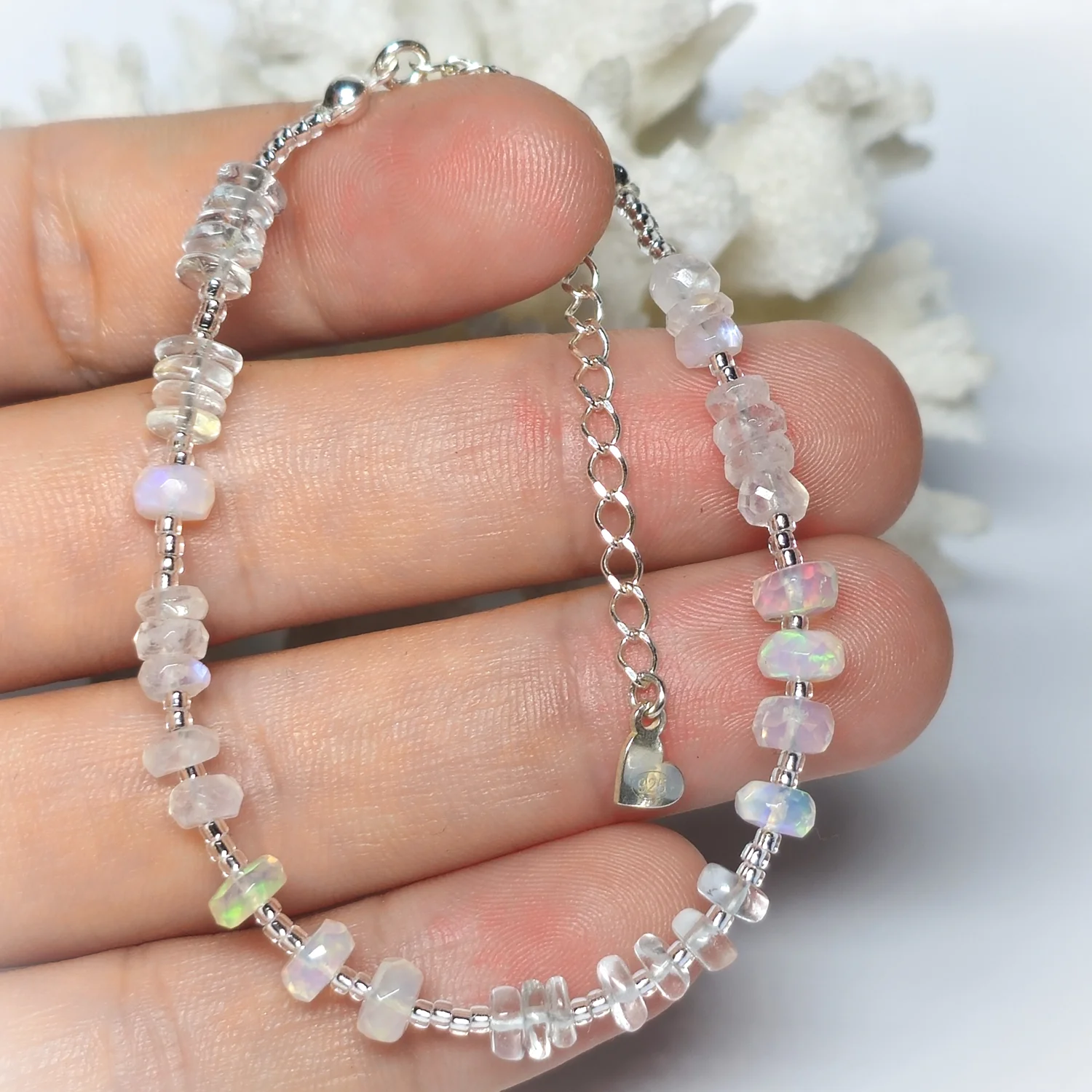 Bransoletka "ETHERNAL MOON" (opal etiopski, topaz, kamień księżycowy)