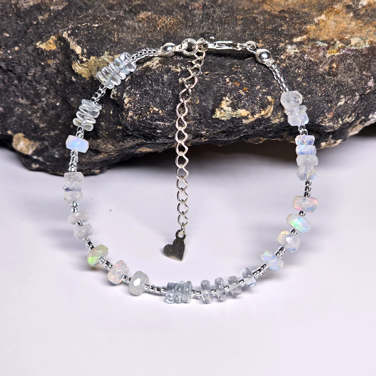Bransoletka "ETHERNAL MOON" (opal etiopski, topaz, kamień księżycowy)