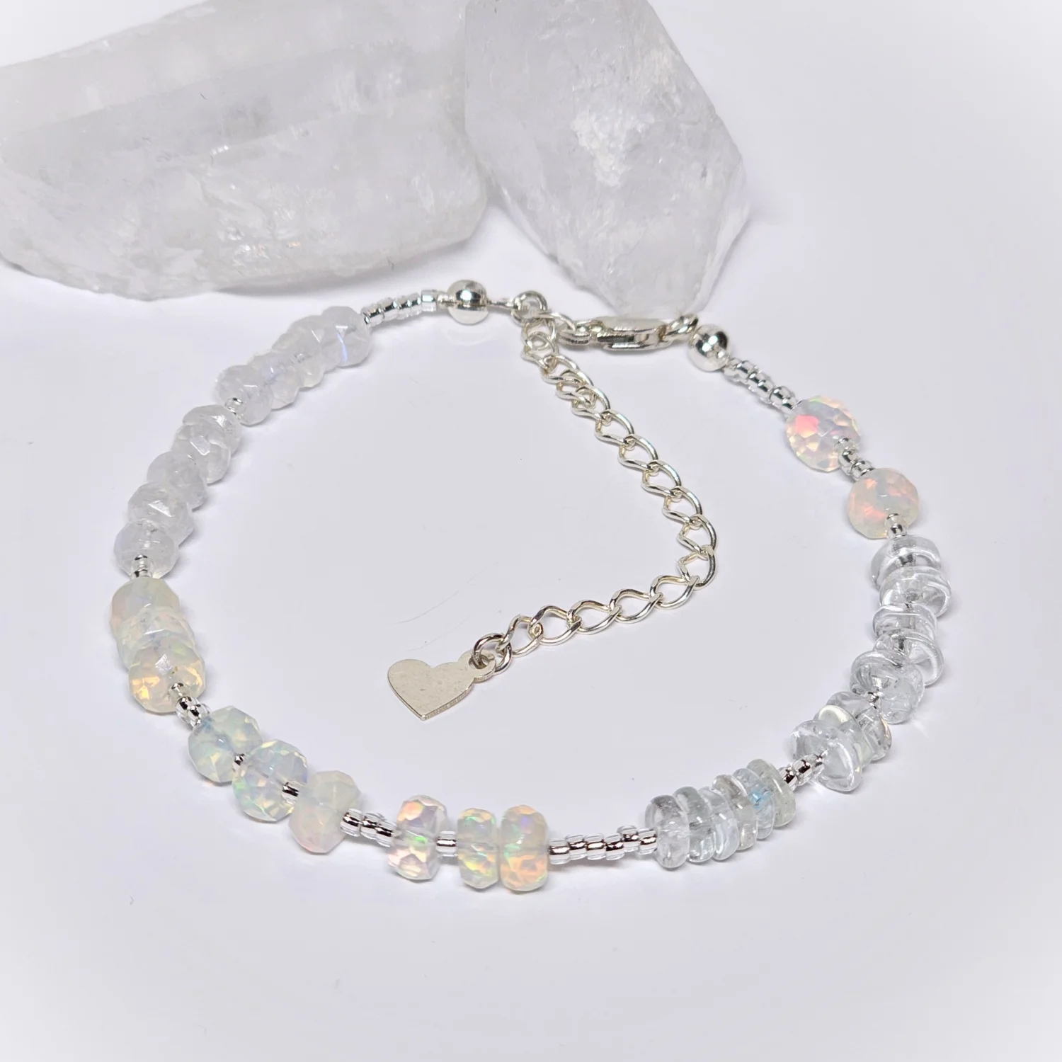 Bransoletka "STARLIGHT OPAL" (opal etiopski, topaz, kamień księżycowy)