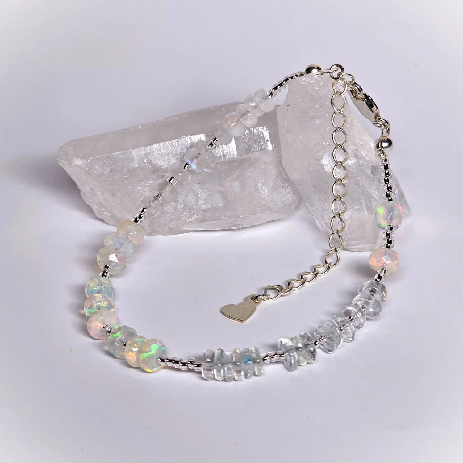 Bransoletka "STARLIGHT OPAL" (opal etiopski, topaz, kamień księżycowy)