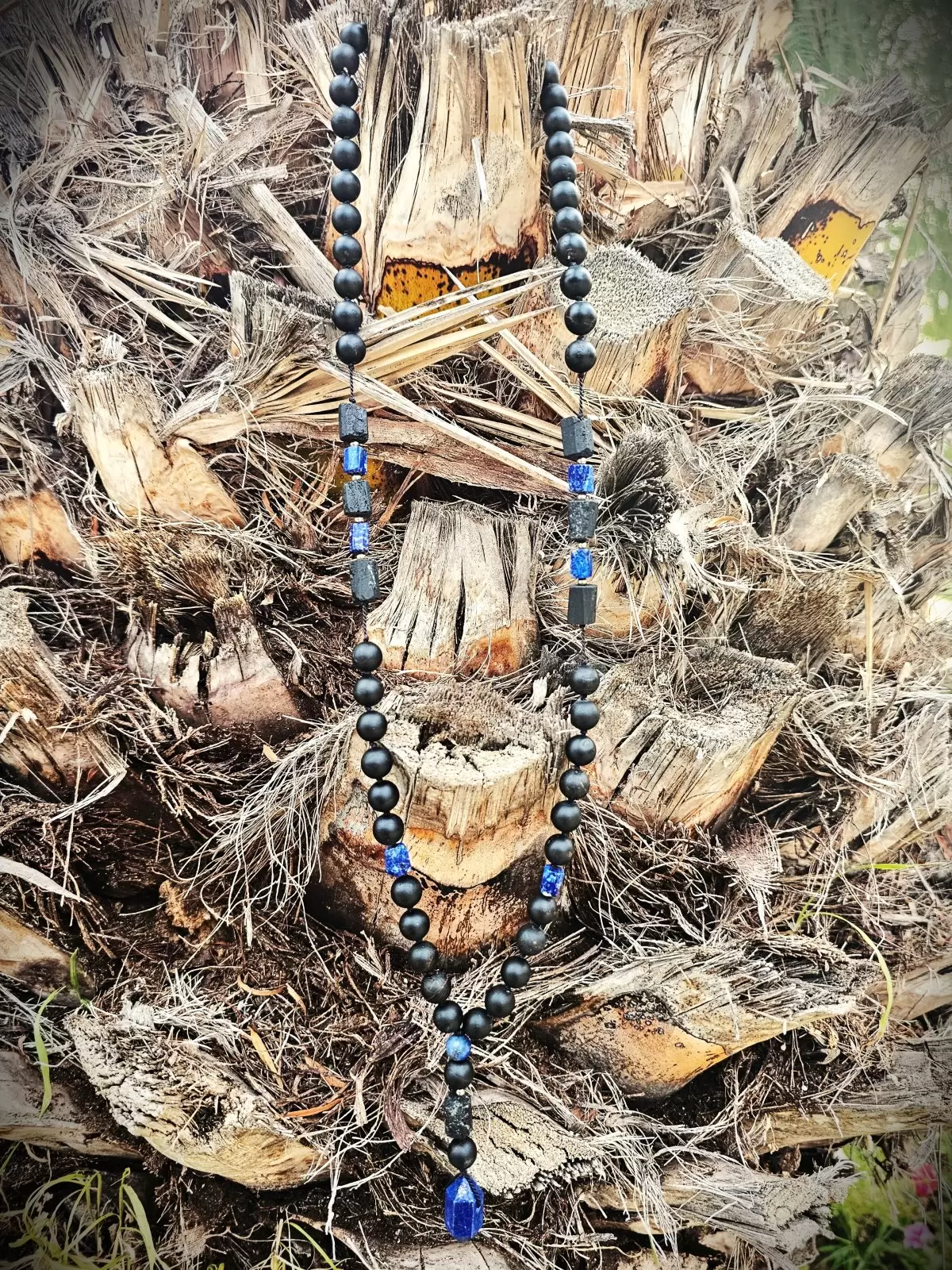 Długi naszyjnik "LAPIS LAZULI" (turmalin, lapis lazuli)