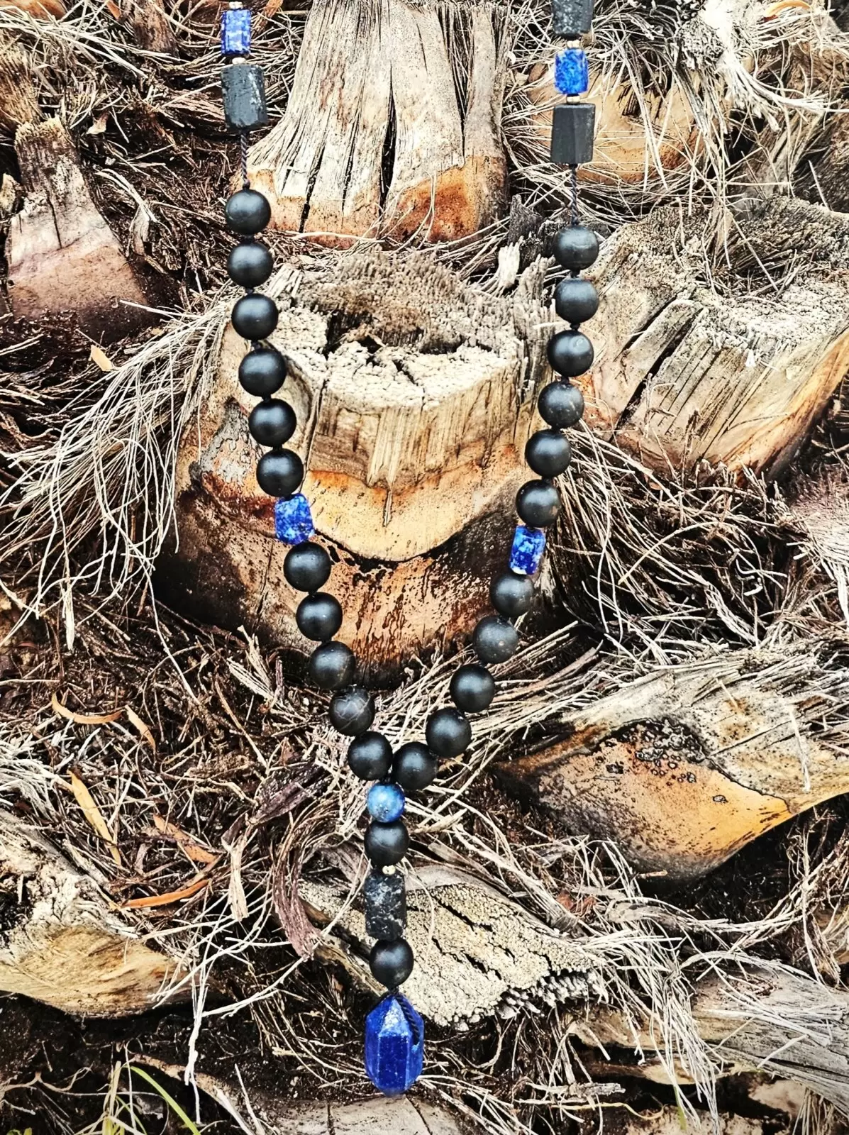 Długi naszyjnik "LAPIS LAZULI" (turmalin, lapis lazuli)