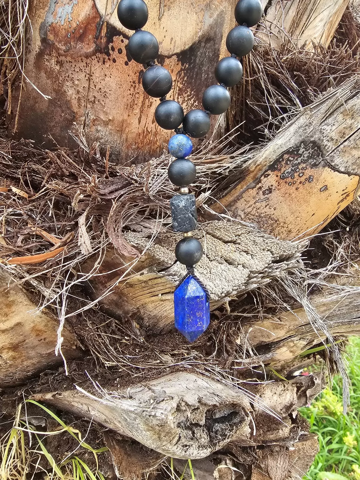 Długi naszyjnik "LAPIS LAZULI" (turmalin, lapis lazuli)