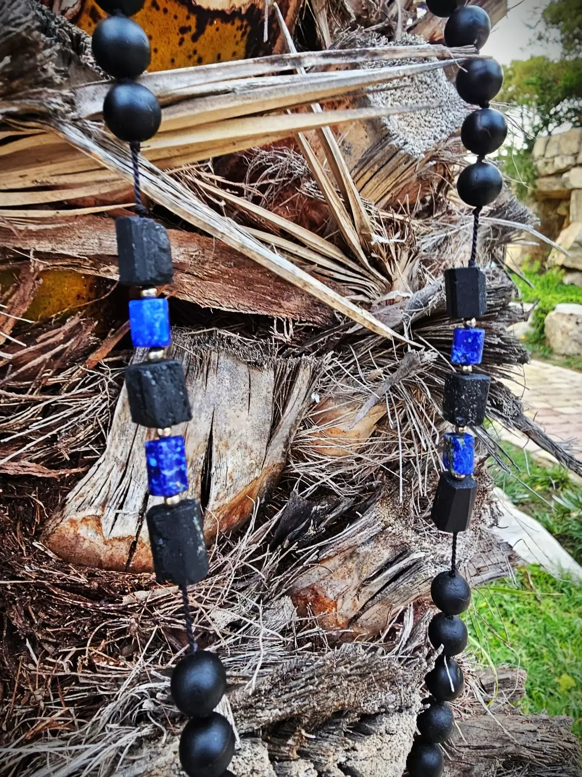 Długi naszyjnik "LAPIS LAZULI" (turmalin, lapis lazuli)