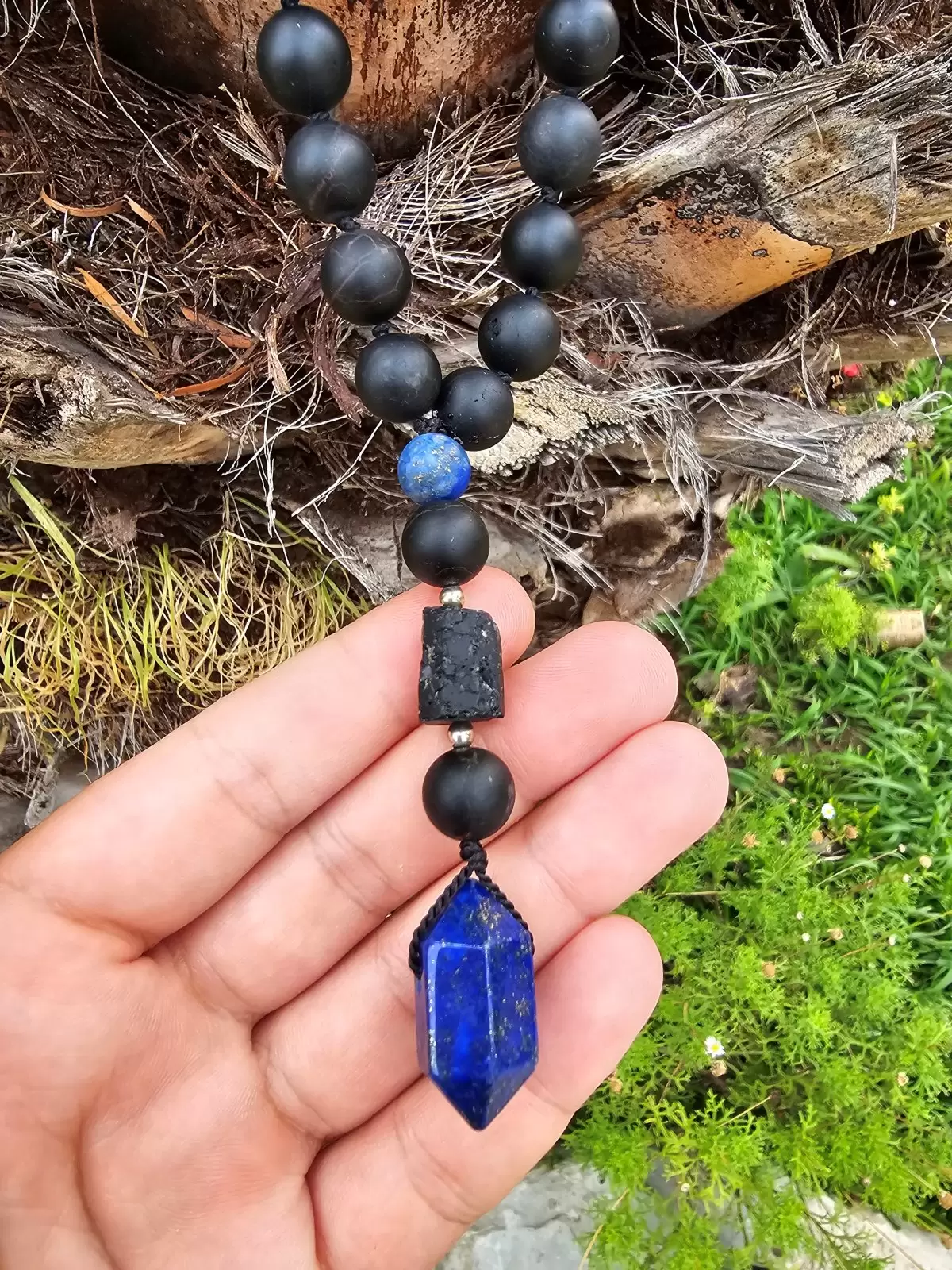 Długi naszyjnik "LAPIS LAZULI" (turmalin, lapis lazuli)