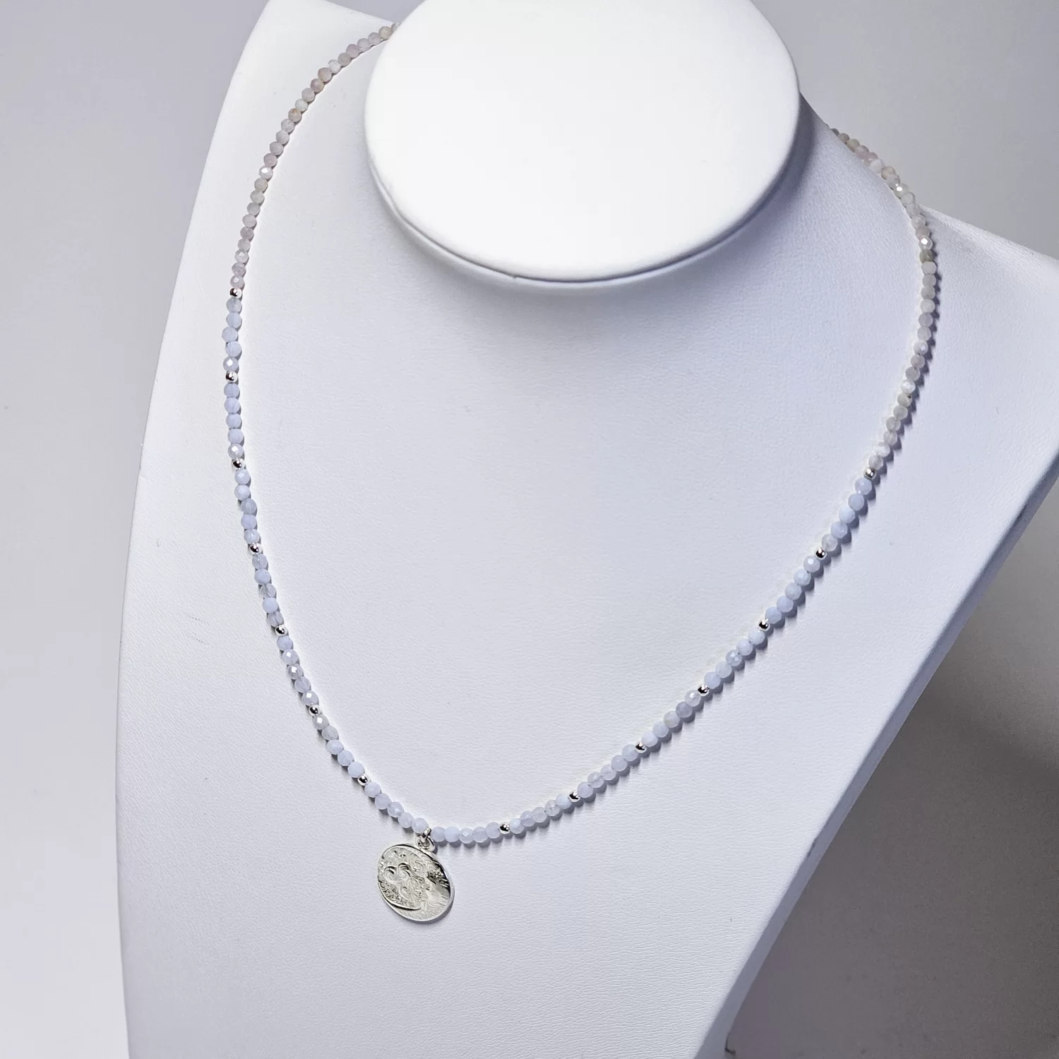 Naszyjnik "SECRET of MISTS" (chalcedon, kunzyt)