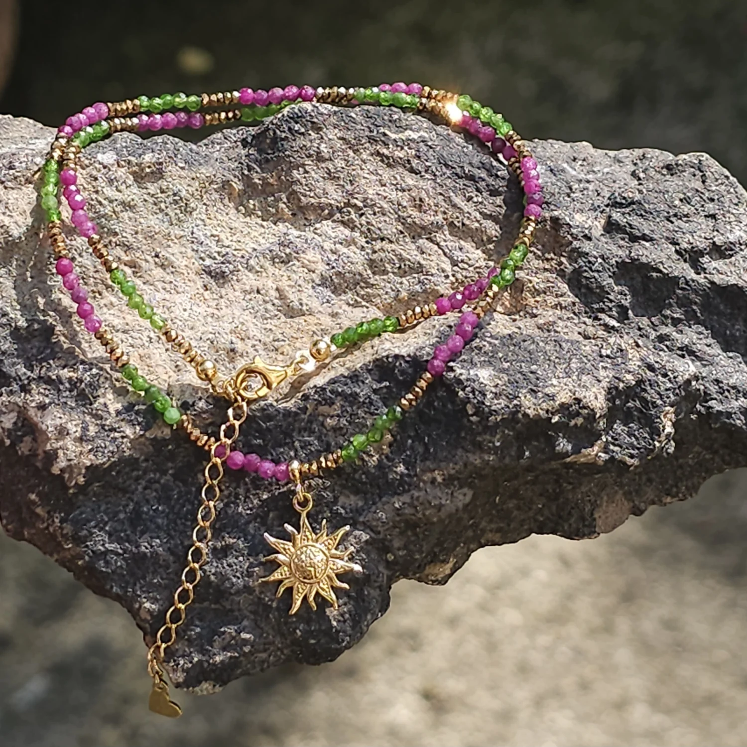 Naszyjnik "BOHEMIAN RUBY SERENITY" (rubin, diopsyd)